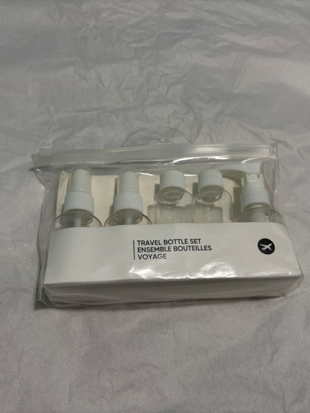 Clear Travel Bottle Set - White Caps